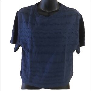 Madewell solid texture dolman sleeve navy top Woman’s size medium NWT